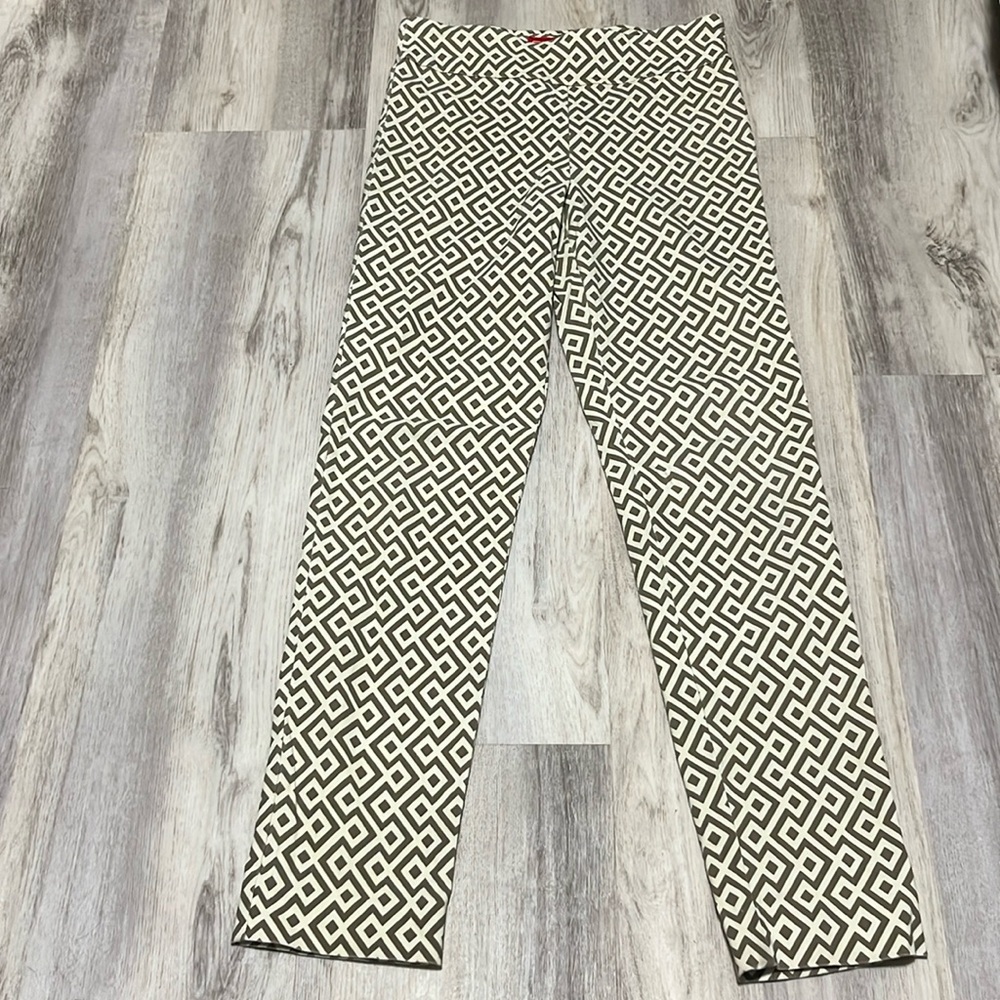 Krazy Larry Brown Tan Geometric Pull On Ankle Pants 4 - Picture 1 of 5